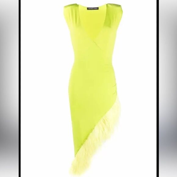 ANTONELLA RIZZA Eva Feather-Trim MIDI Dress Small - Picture 12 of 15